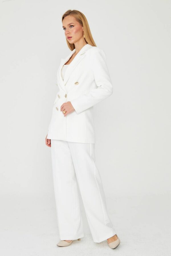 Elegance White – Double-Breasted White Pantsuit - Image 2