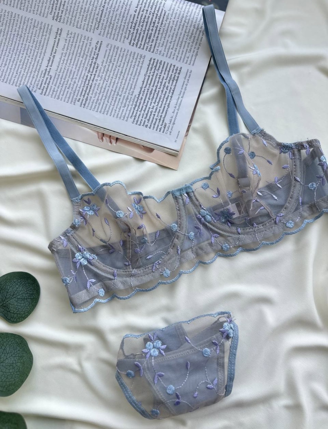 Lavender Sky Embroidered Lace Lingerie Set - Image 2