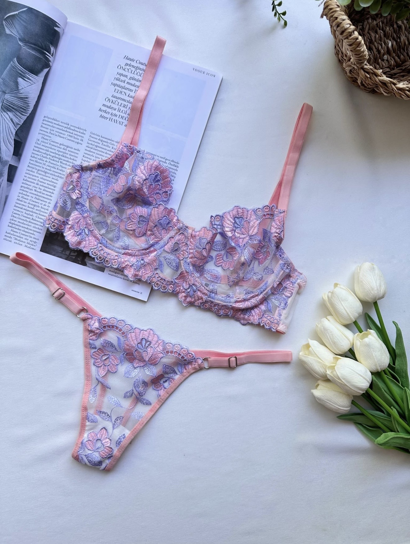 Blush Orchid Floral Lace Lingerie Set - Image 3