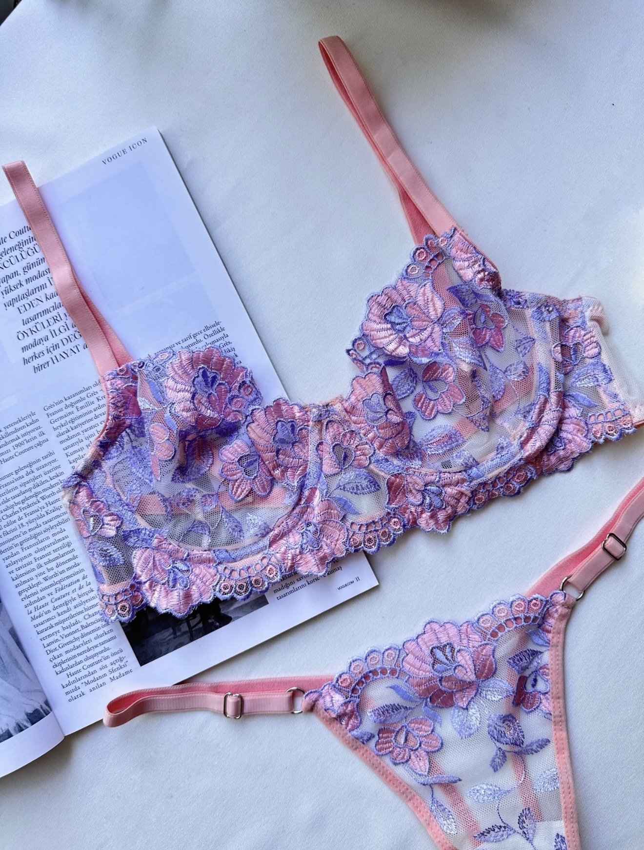 Blush Orchid Floral Lace Lingerie Set - Image 2