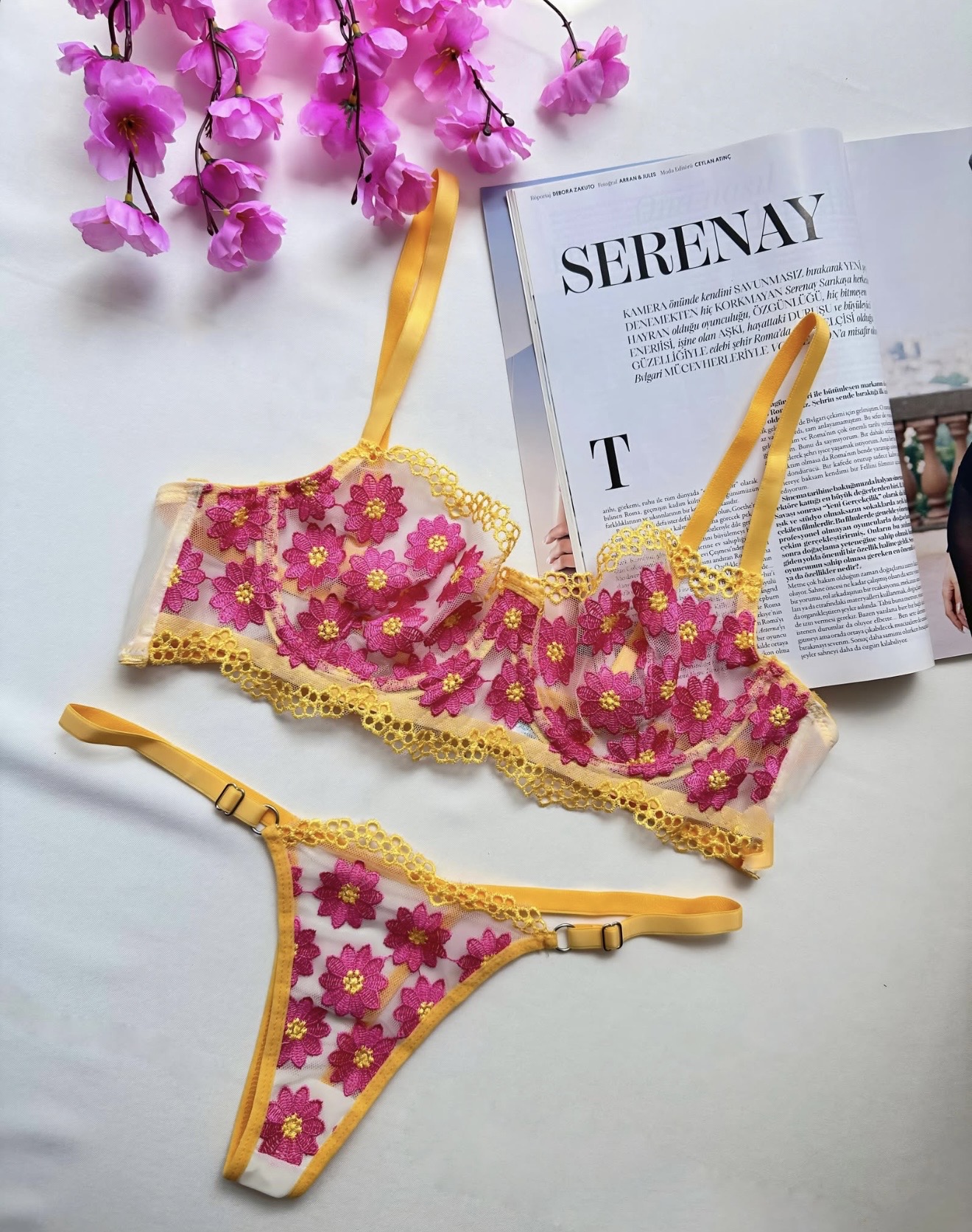 Sunset Blossom Lace Set